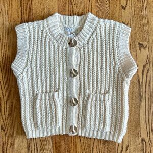 TCEC Cream Knitted Sleeveless Cardigan
